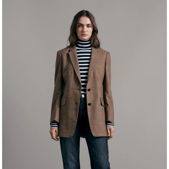 Rag & Bone Charles Plaid Wool Blend Blazer Jacket