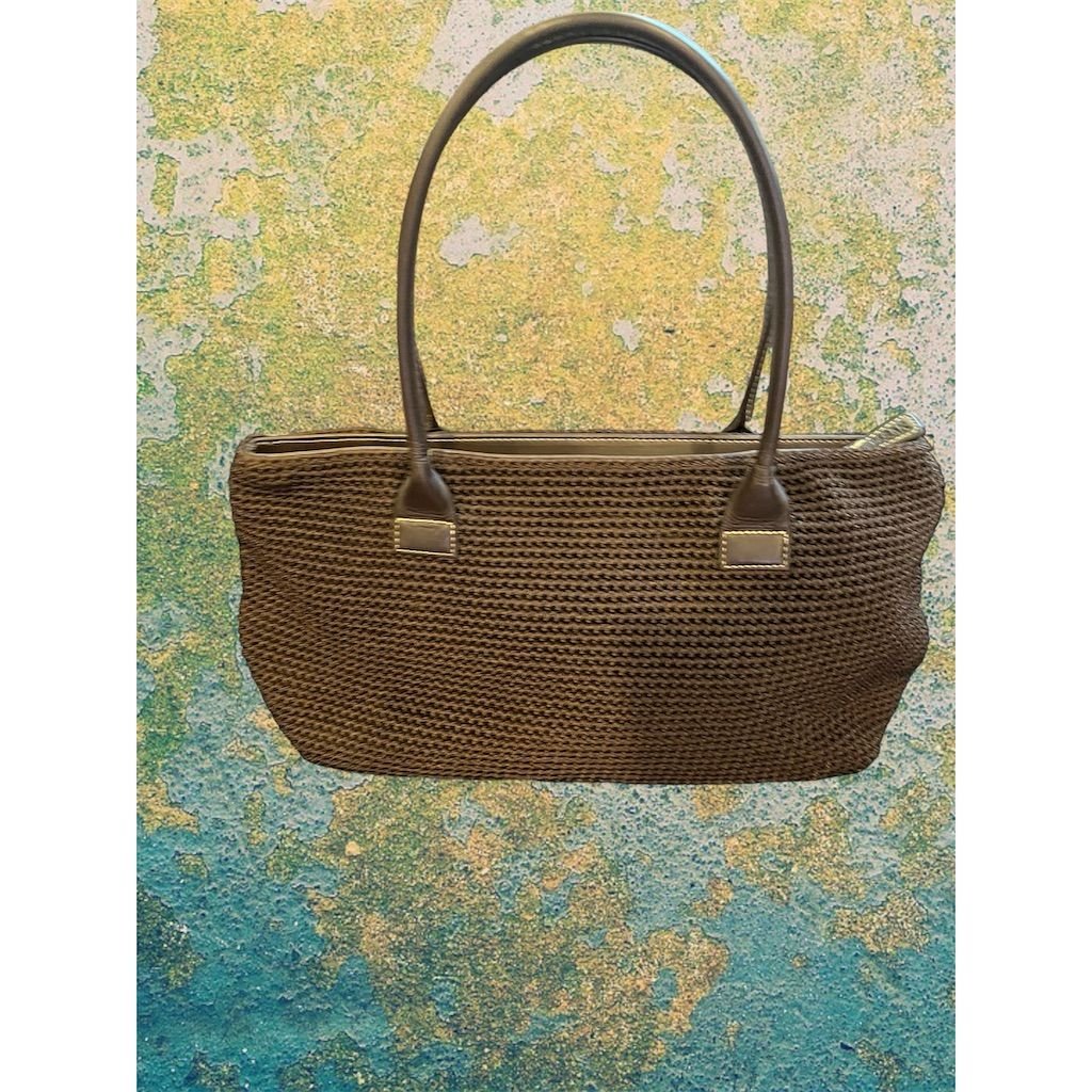 The Sak Women's Brown Woven Tote Handbag with Zip Pocket