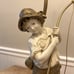 L F Moreau Boy with Fishing Pole - Fisherman Heavy Figural Spelter Lamp - Nice