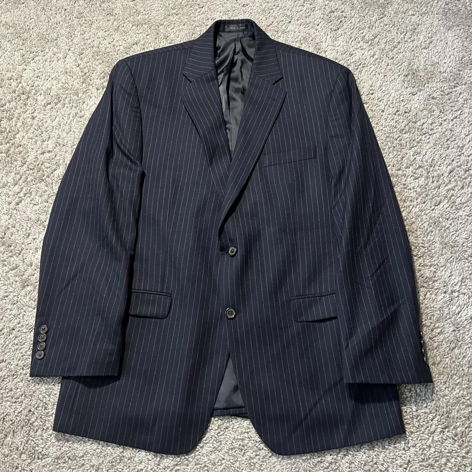 Lauren Ralph Lauren Wool Blazer Sport Jacket Men Vented Lined Navy Striped 42R