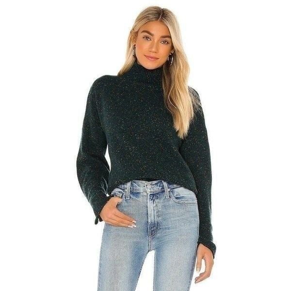 Autumn Cashmere Boxy Mock Neck Sweater in Fir XSmall New Nwt Women's Knit Top
