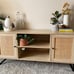 Mid-Century Modern Rattan Accent Media Console, Low Profile Console TV Stand
