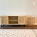 Mid-Century Modern Rattan Accent Media Console, Low Profile Console TV Stand