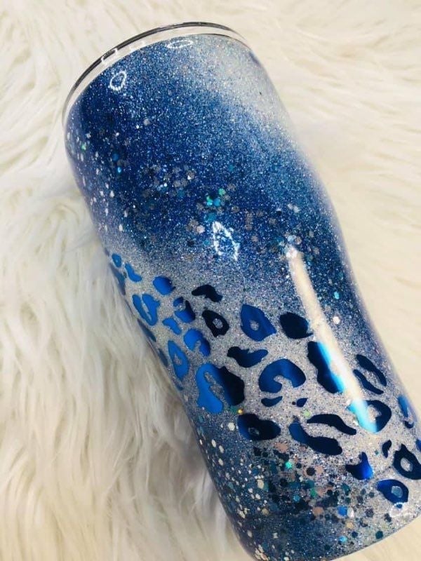 blue leopard print tumbler
