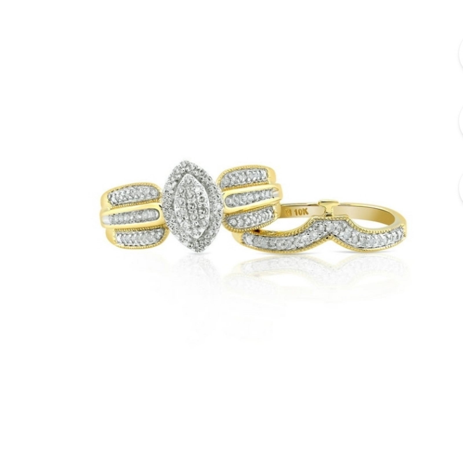 10K Diamond Cluster Halo Bridal Set