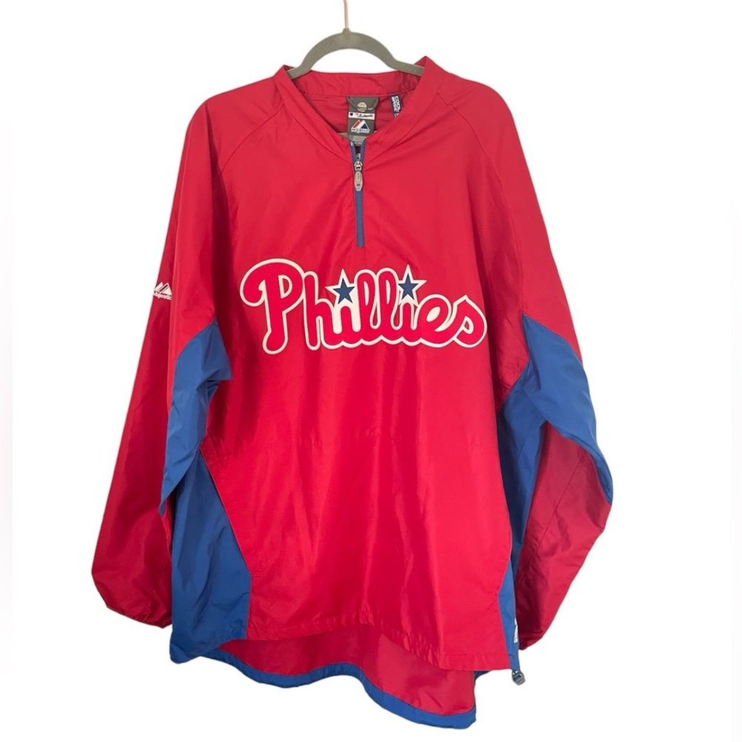 Majestic MLB Philadelphia Phillies Authentic Cool Base Apparel Pullover 1/4 Zip