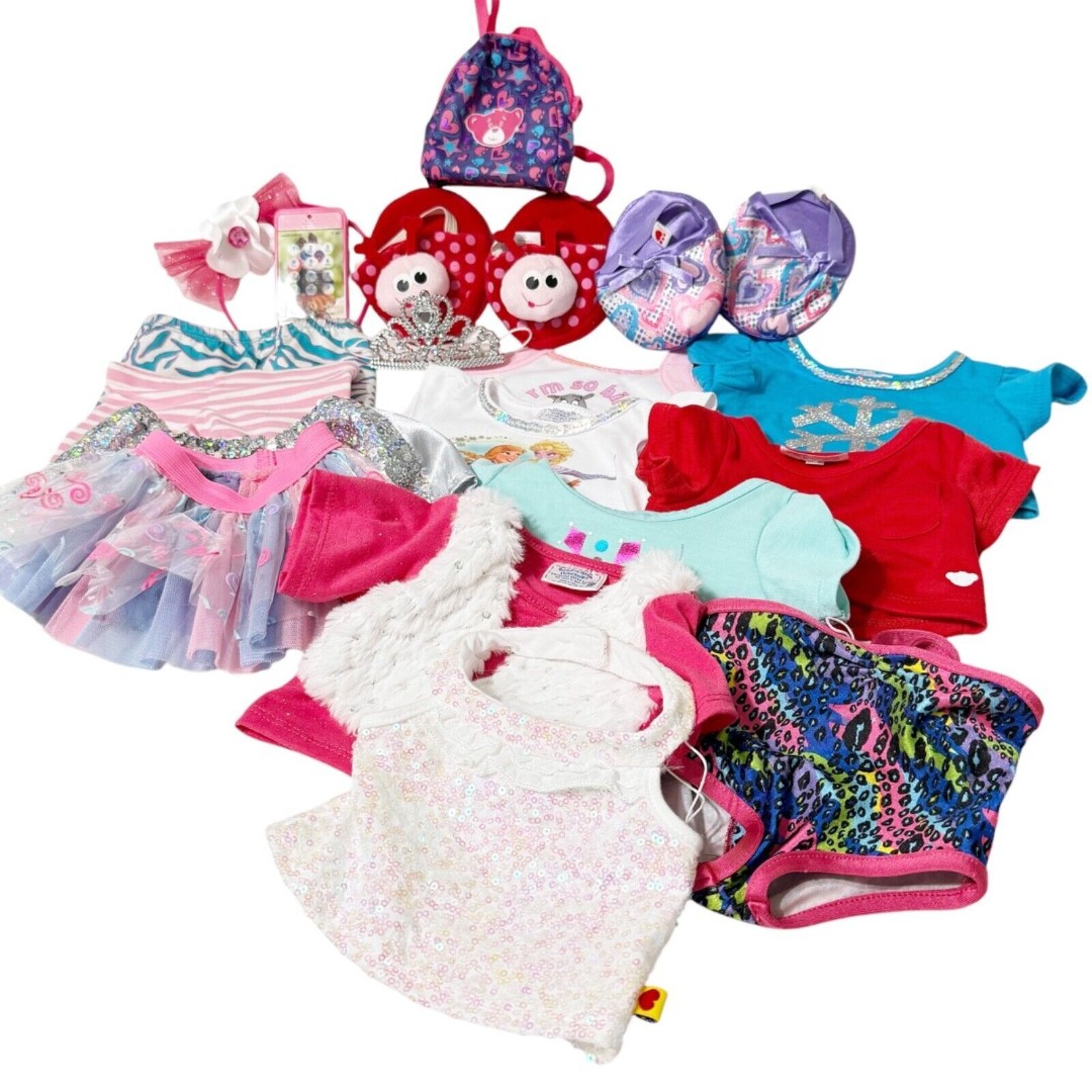 Lot 20pc Build A Bear Clothes Accessories Shoes Cell Phone Tutu Fur Top Backpack