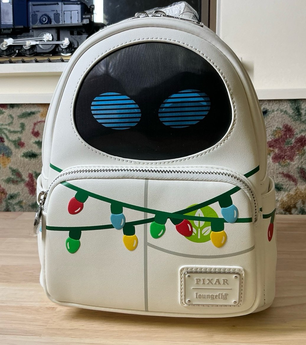 Loungefly Disney Pixar Wall-E Eve with Christmas Lights Backpack Exclusive GITD