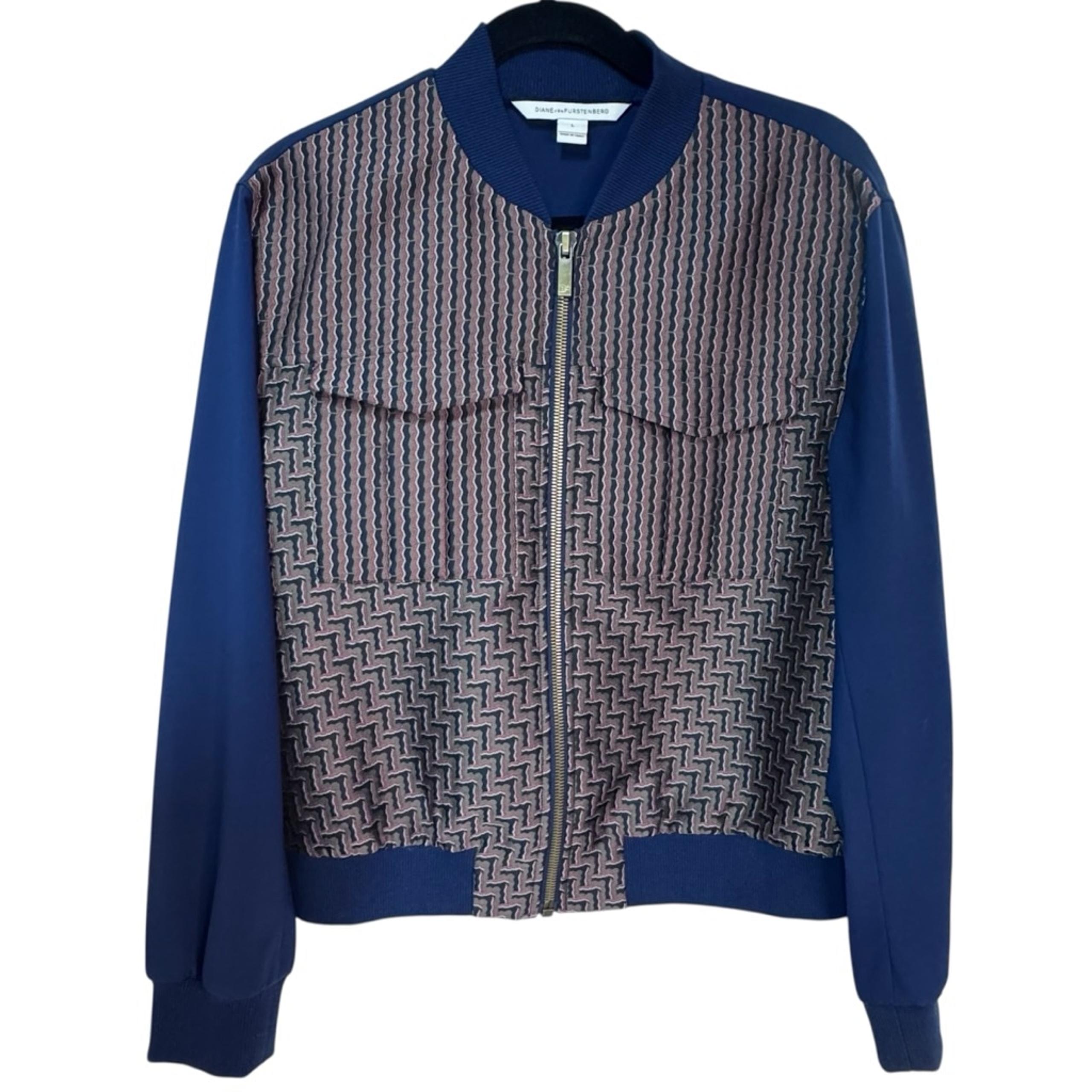 Diane Von Furstenberg DVF Chase Wool-Blend Bomber Jacket Size Large