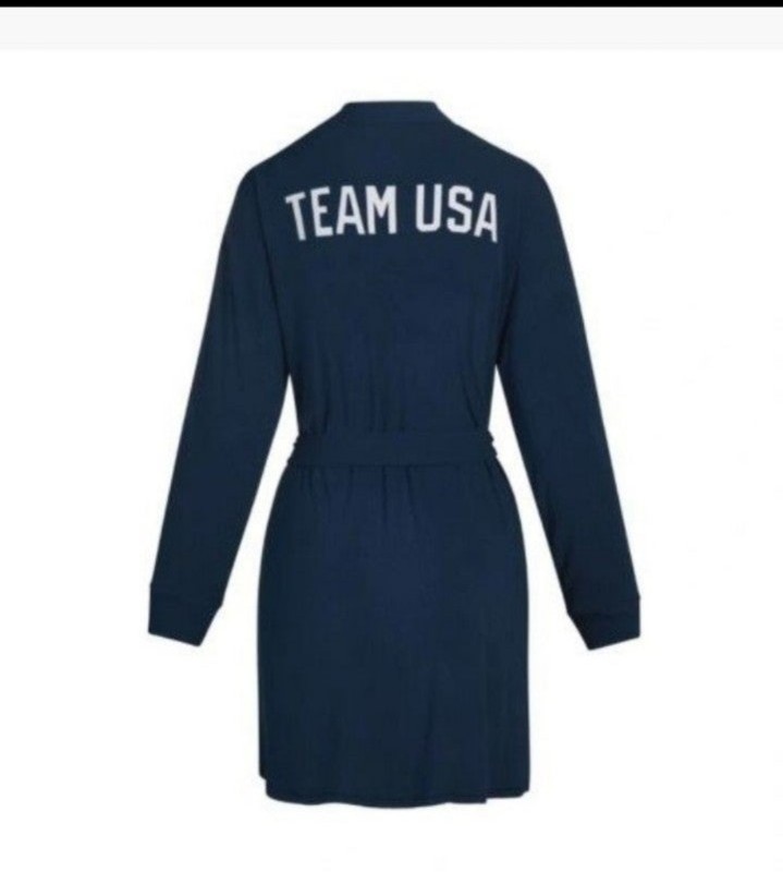 SKIMS TEAM USA Olympics Ribbed Robe sz LARGE Navy *NWTS*