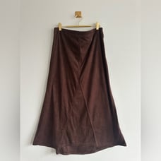 Vintage 90s Y2K Faux Suede Brown Maxi Skirt – Made in USA – Size 12