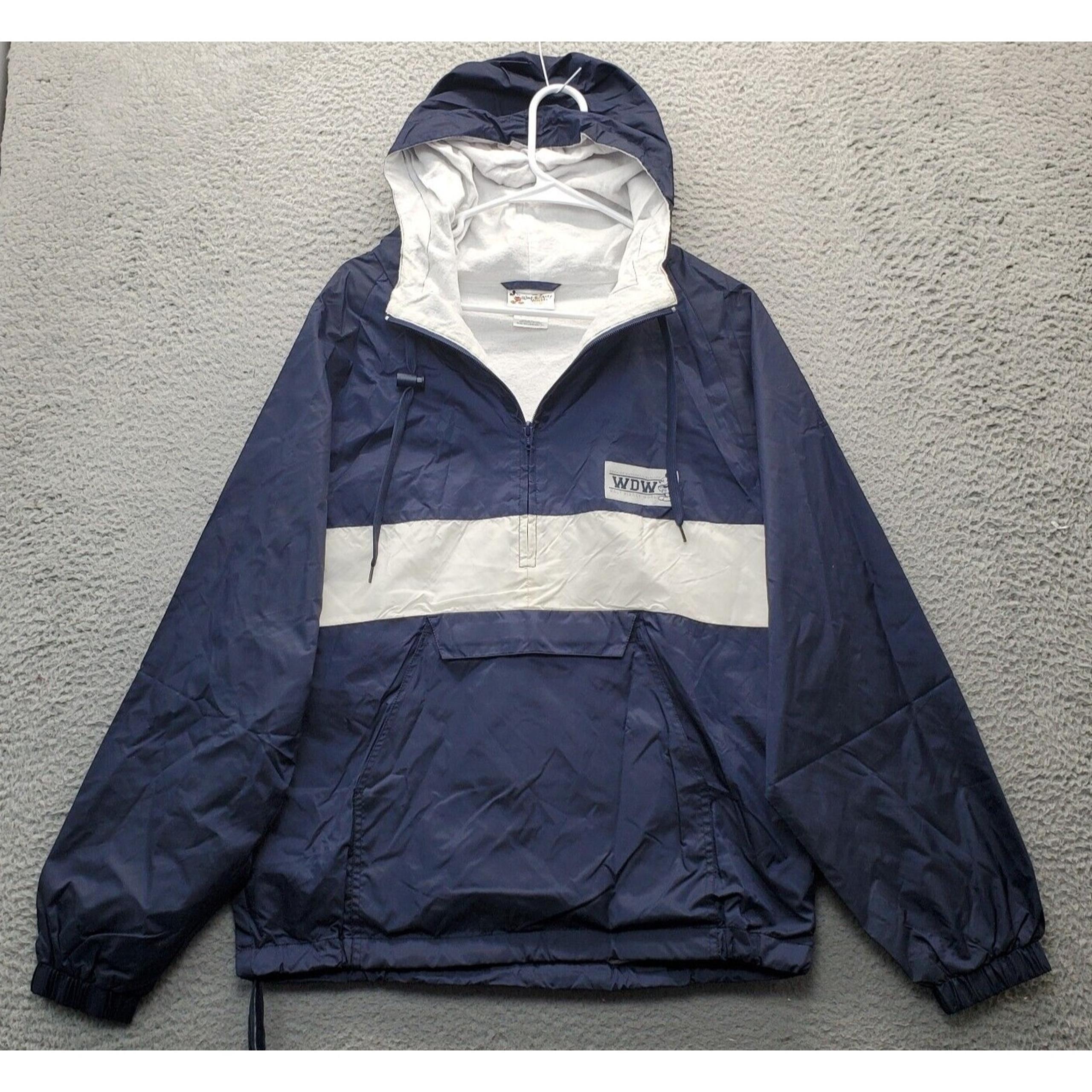 Disney World Windbreaker Jacket Women's S Multi Cheer Fleece Lined Hood 1/2 Zip