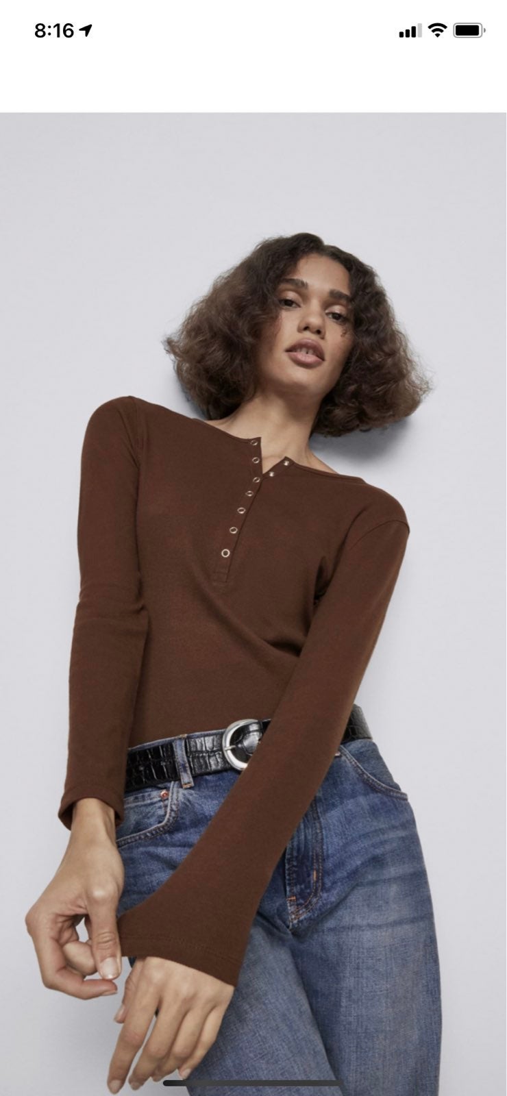 Zara cotton buttoned t-shirt