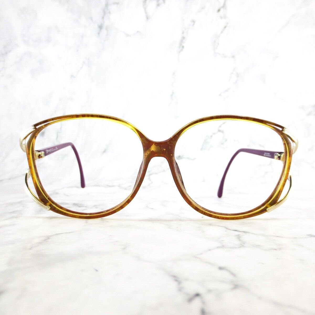 Christian Dior 2689 80 Sunglasses Gold Purple Oversized Round Frames 60-14-120