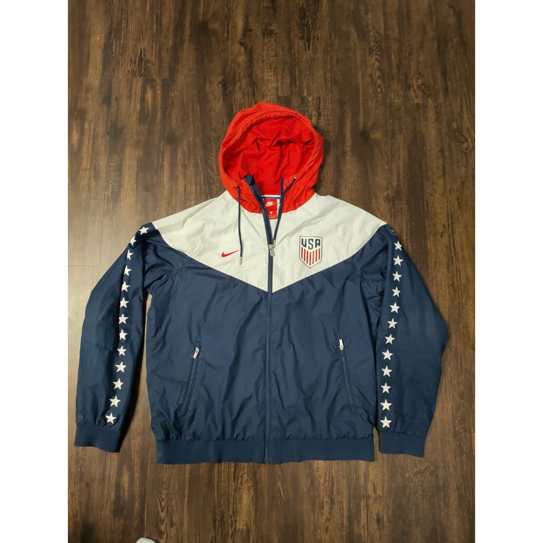 Nike US Soccer Warm Up Jacket Size L Red White Blue Full Zip