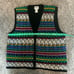 Vintage Koret Petites Mixed Print Acrylic Sweater Vest Button Down Size Medium