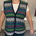 Vintage Koret Petites Mixed Print Acrylic Sweater Vest Button Down Size Medium