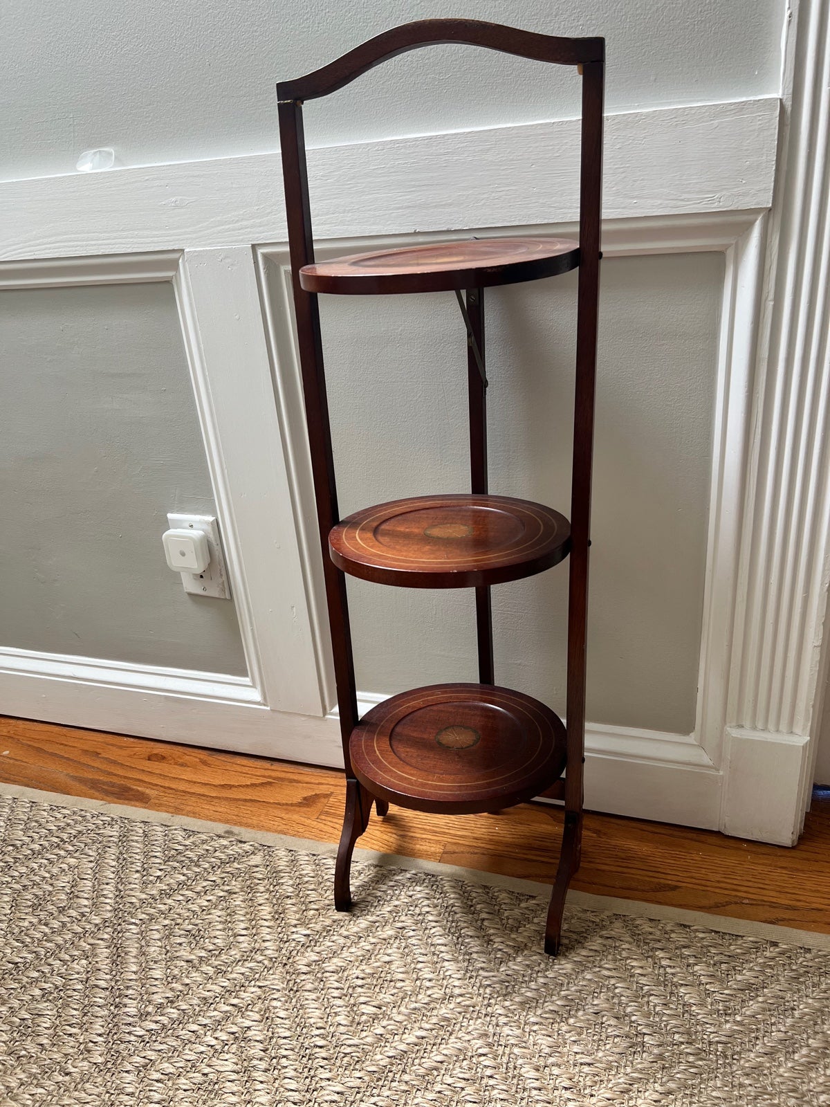 Antique Edwardian Mahogany Inlaid Folding Cake Stand