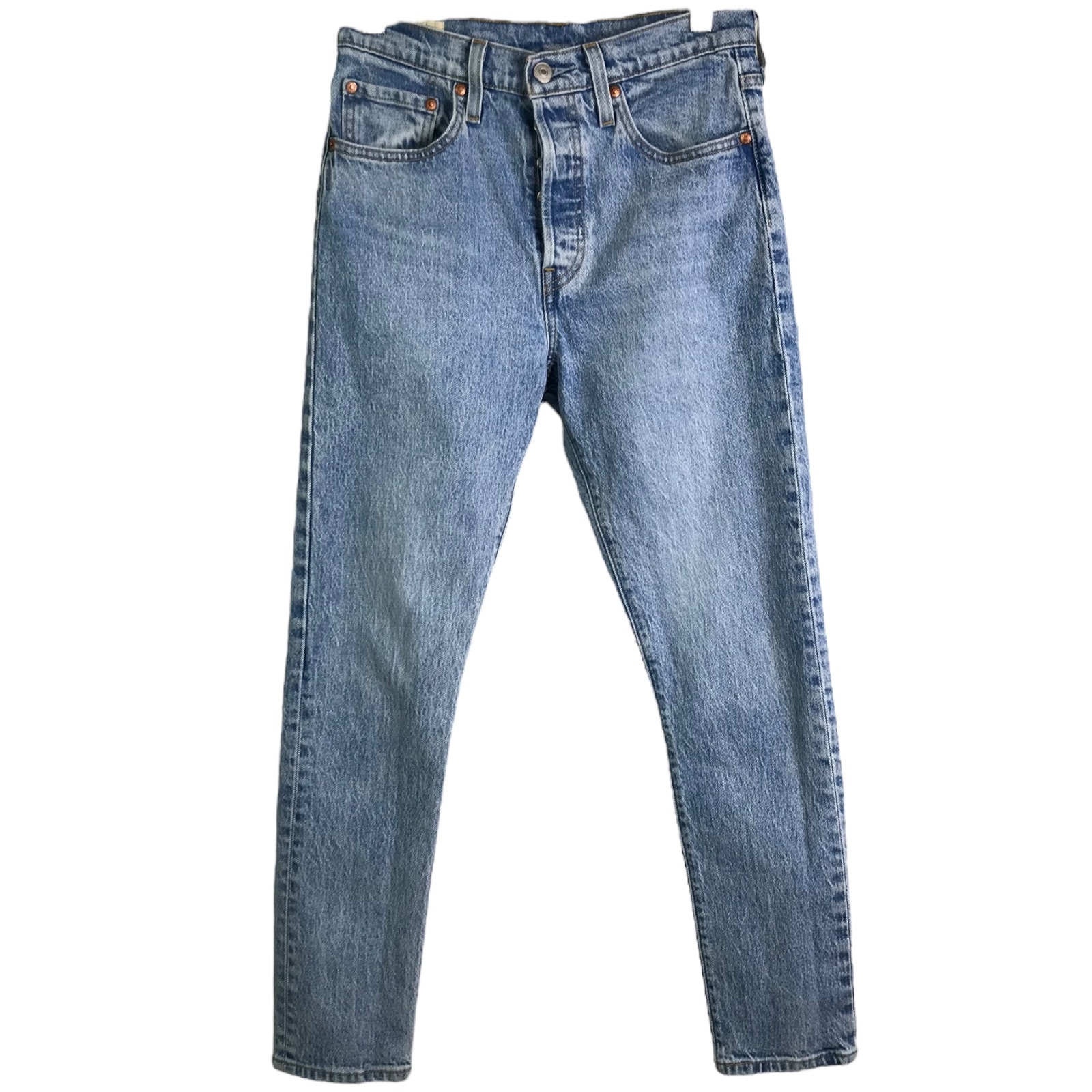 Levi's 501 Skinny Jeans Womens S Blue Denim Hi-Rise Button Fly Light Wash 27x28