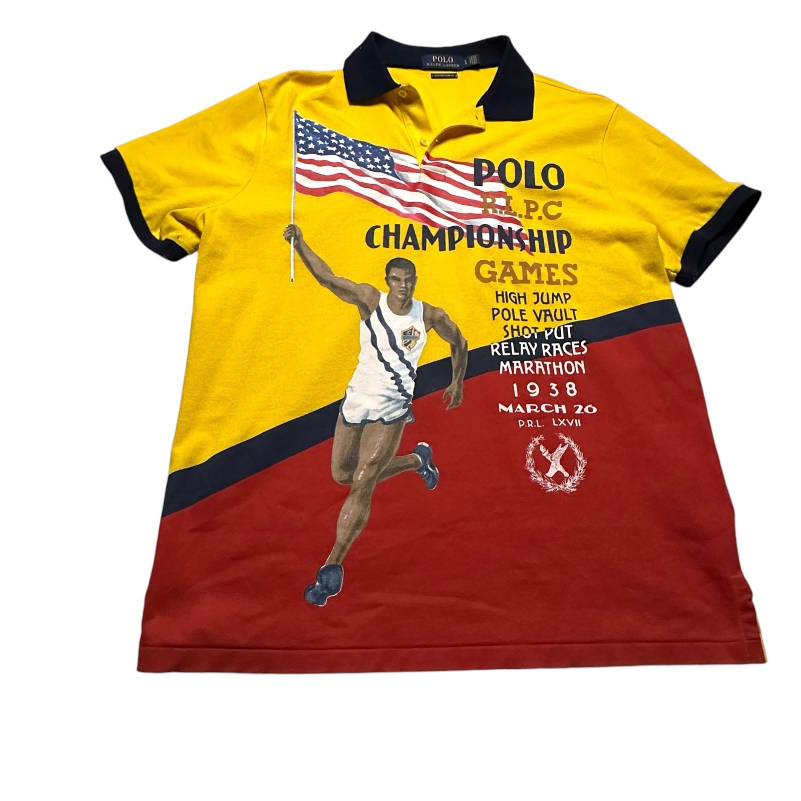 RALPH LAUREN Polo Men’s Large Shirt R.L.P.C. Championship Games 1938 Custom