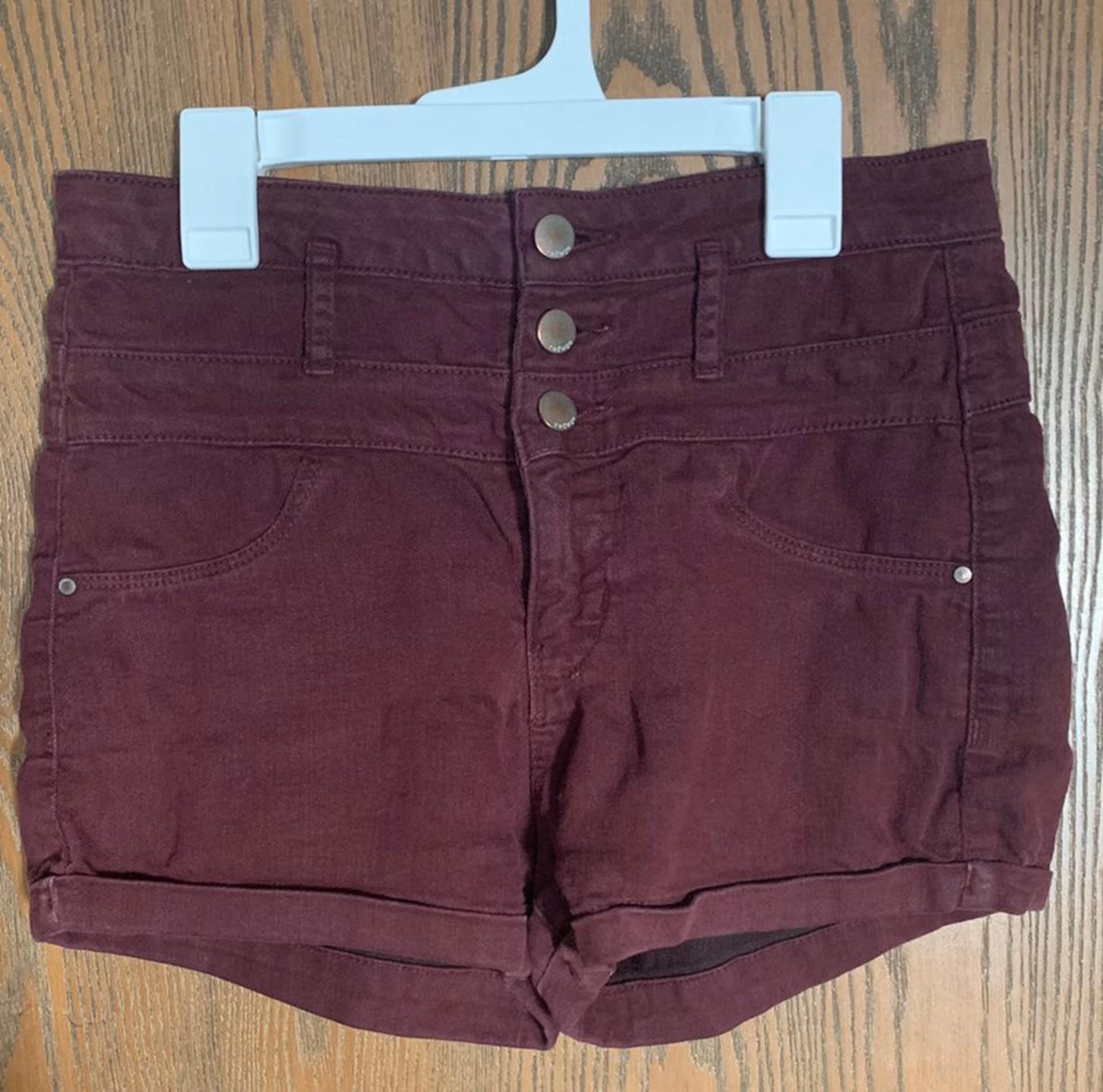 Burgundy Refuge High-Waisted Shorts