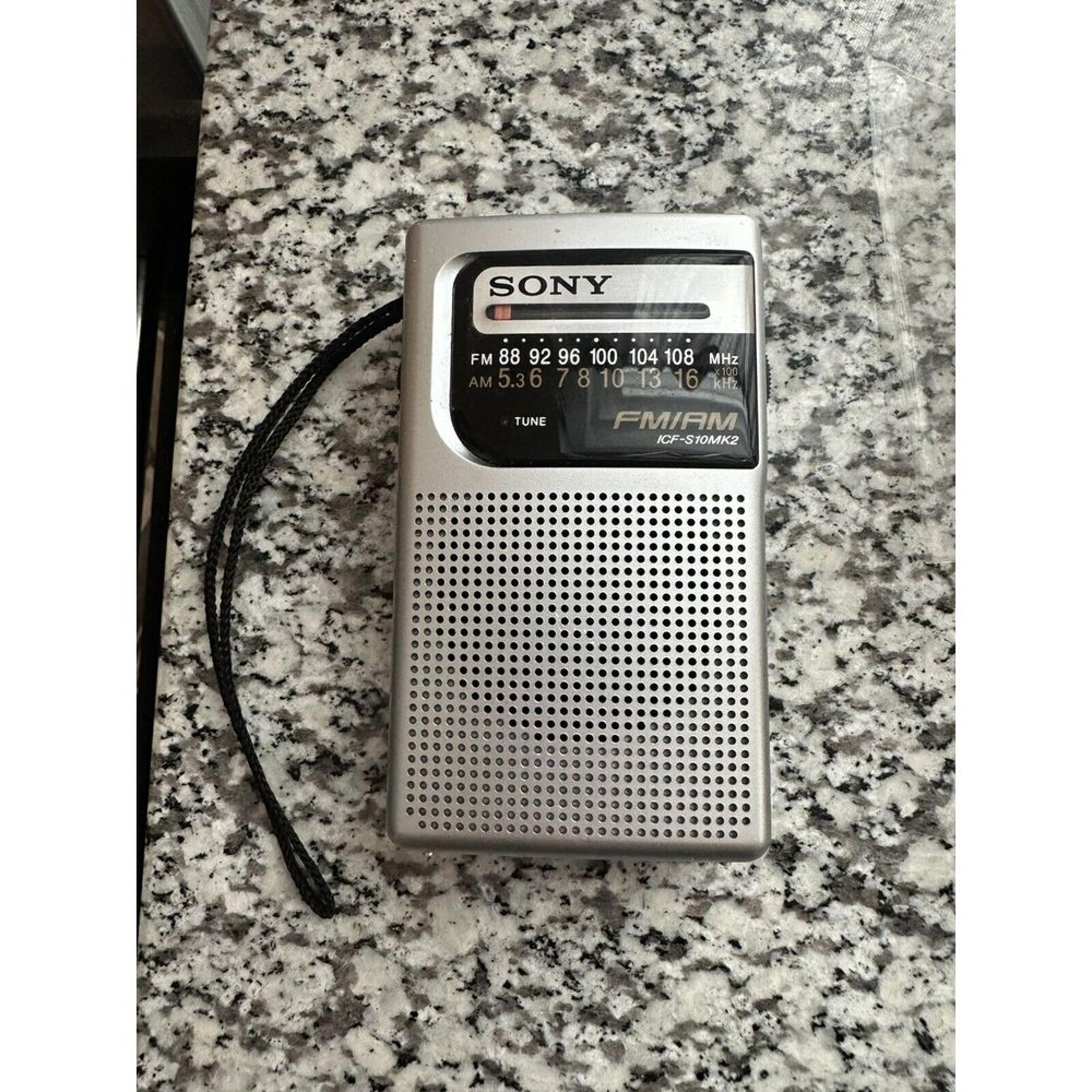 Sony ICF-S10MK2 Portable Pocket AM/FM Radio Silver Tested