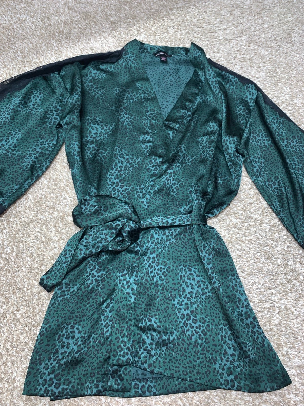 Victoria’s Secret leopard satin lace kimono robe