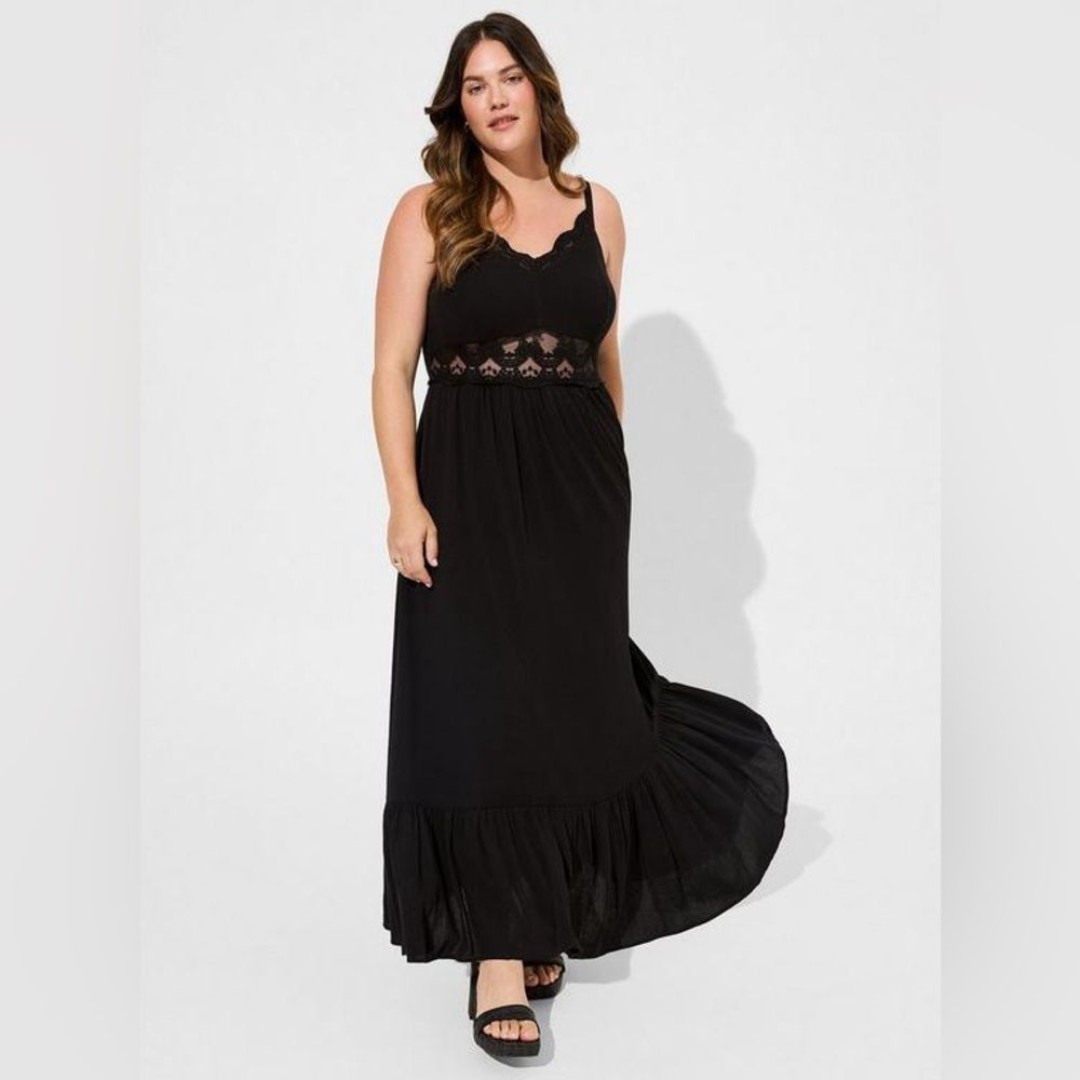 NWT Torrid Black Cut Out Ruffled Maxi Dress Women’s Plus Size 1