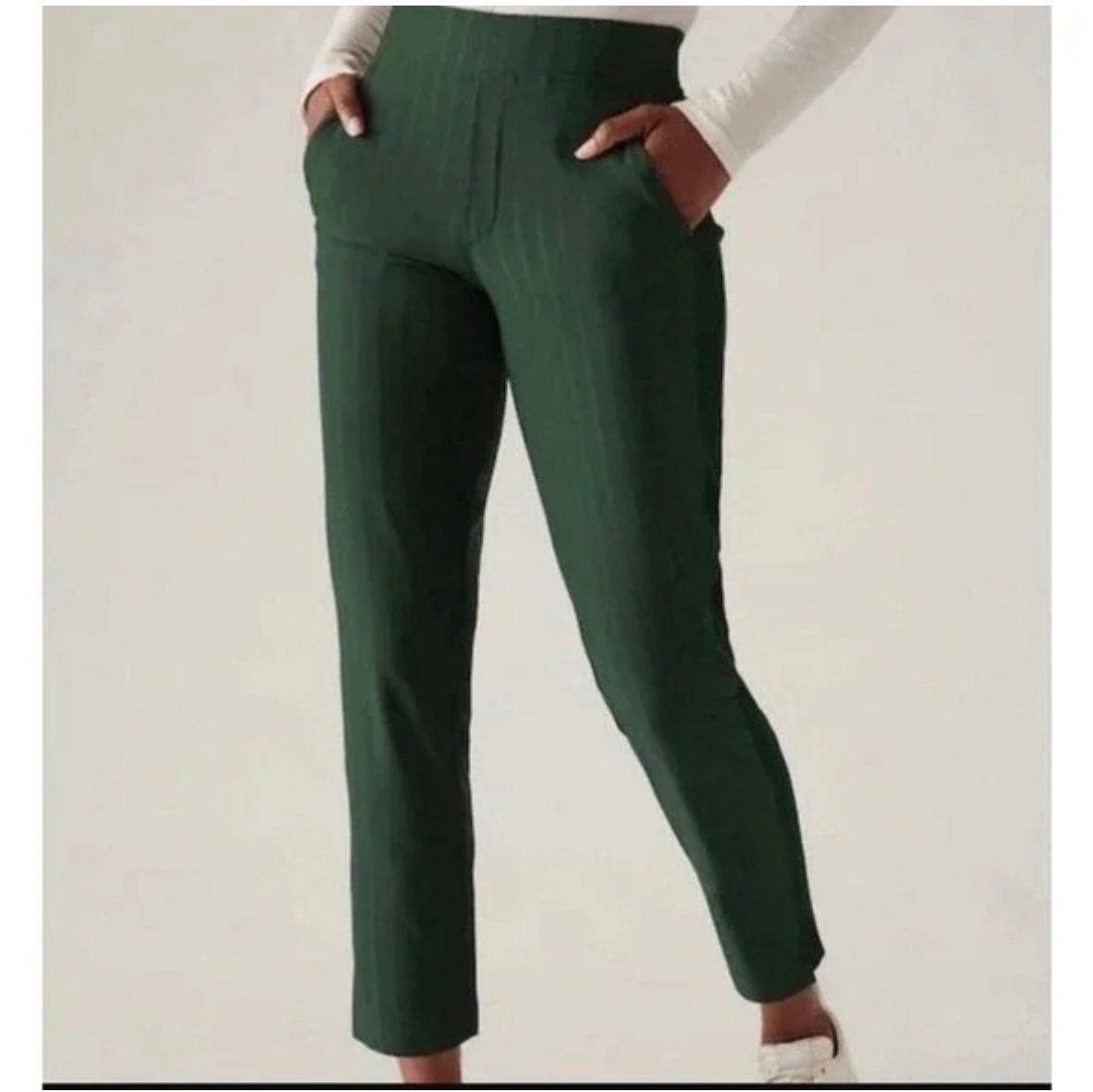 NEW Athleta Brooklyn Ankle hunter green striped pants, Women’s 6