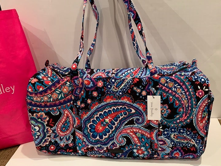 Vera Bradley Large Duffel Bag Traveler Duffel Haymarket Paisley Pattern
