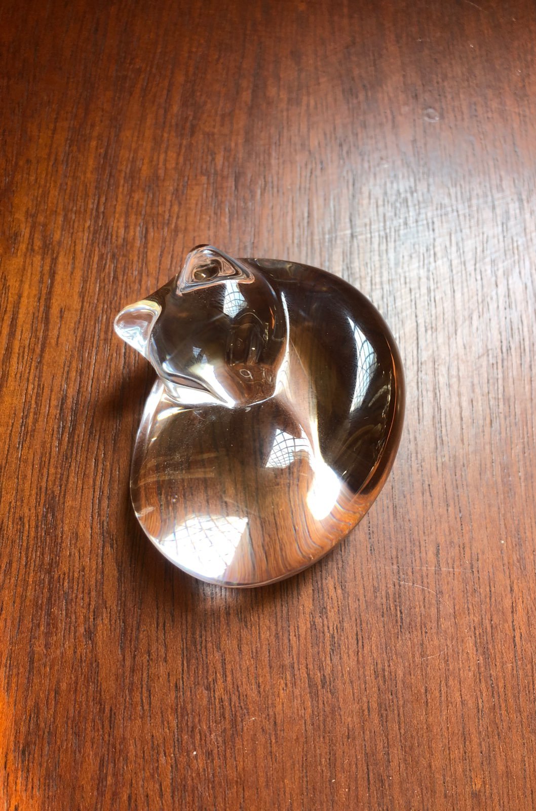 Steuben SIGNED crystal sleeping cat stat