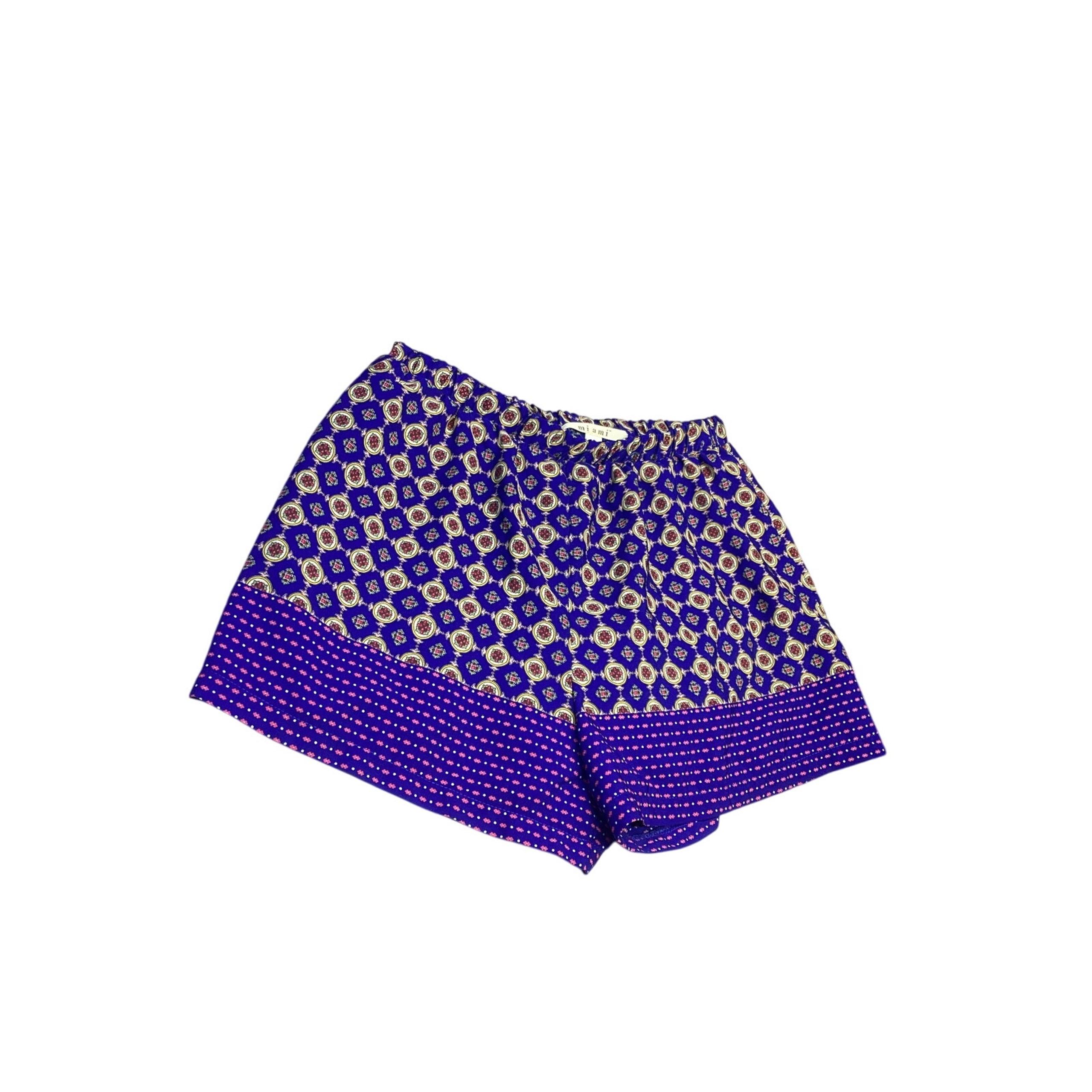 Miami Women's High-Rise Stretch Mini Shorts Geometric Print Size Medium