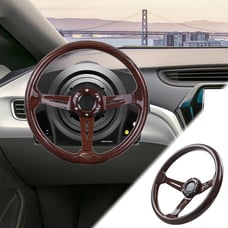 NEW JDM UNIVERSAL 350MM DARK WOOD STYLE Acrylic Deep Dish 6 Holes Steering Wheel