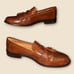 Johnston Murphy - Men's Brown Leather Drrss Slip On Loafers with Tassels. Size