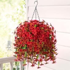 Artificial Fake Spring Hanging Flowers Plants with Basket Outdoor Flower Decor,