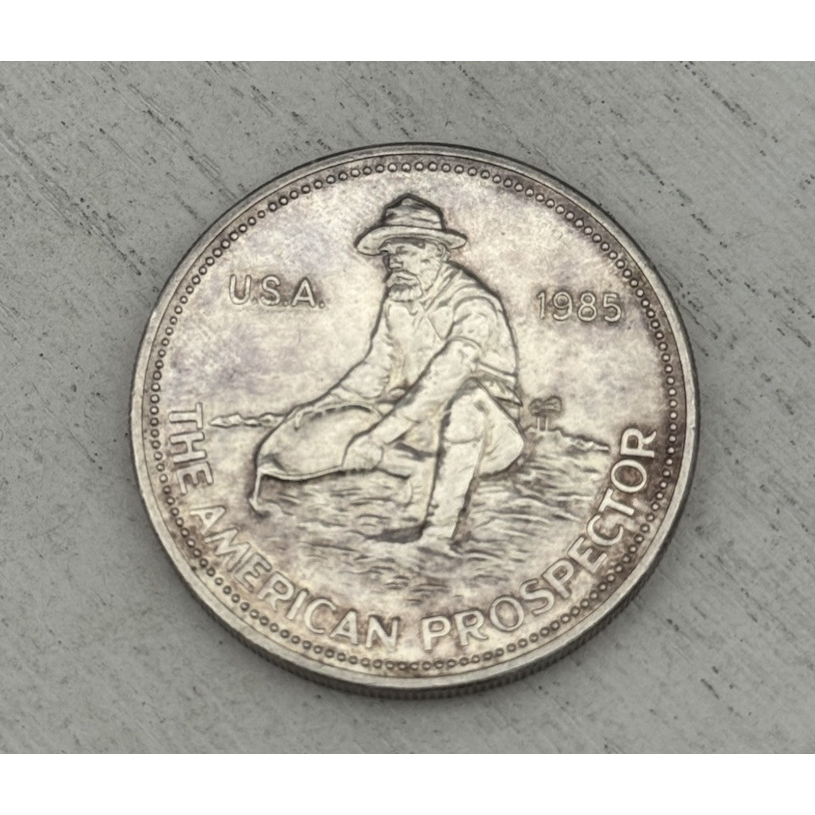 1985 Vintage Engelhard The American Prospector .999 Silver Proof Round