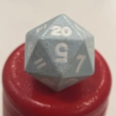 Vintage Moldvay d20 light sky blue w/ fresh white rpg ad&d dice 100723@