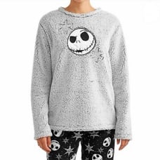 Disney The Nightmare Before Christmas Jack Skellington Face Grey Fur Sweater