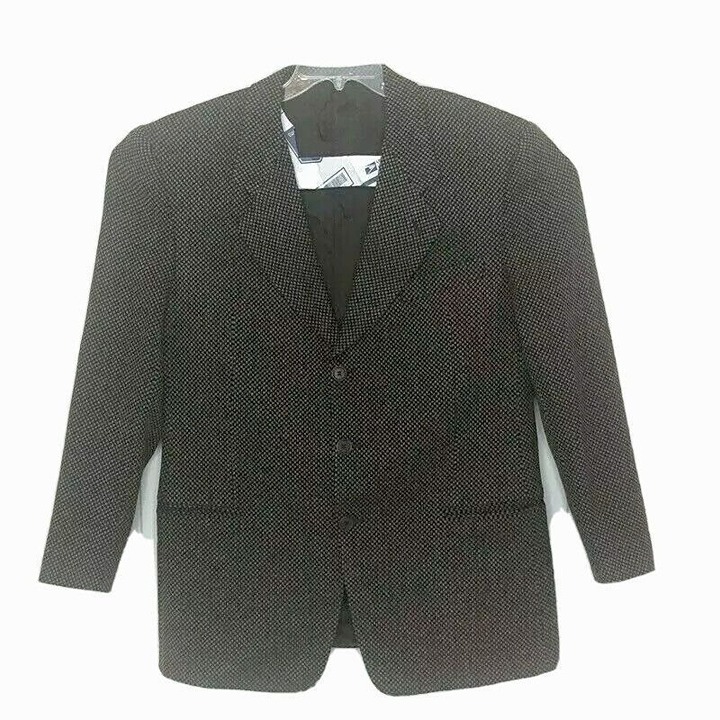 Mani 42R 3-Button Suit Jacket Brown Geometric Wool Cashmere Notch Lapel Italy