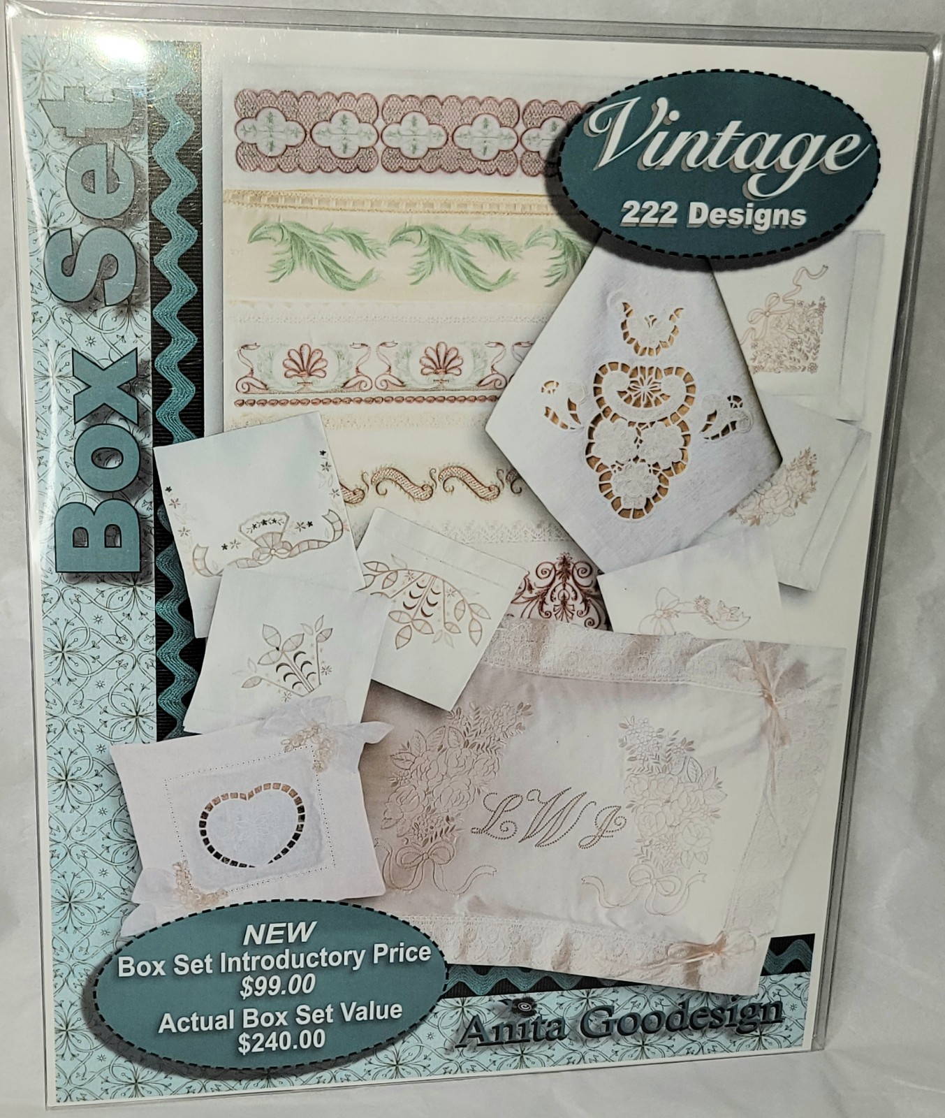 Anita Goodesign Machine Embroidery VINTAGE Box Set 4 PK Borders Estate Hemingway