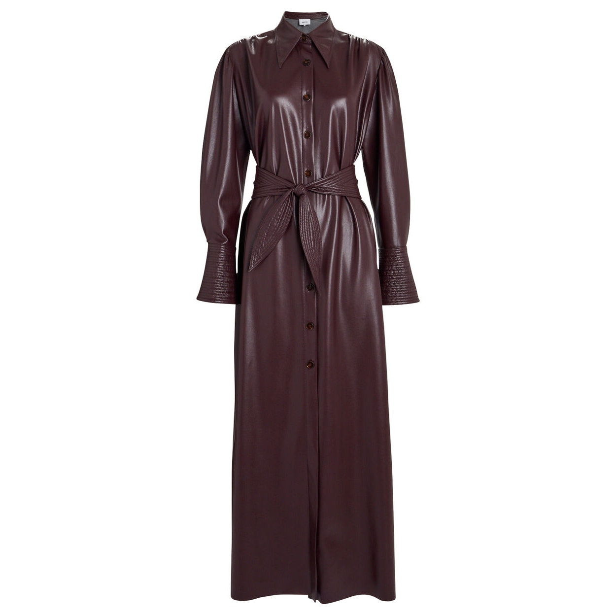 Nanushka Rosana Belted Vegan Leather Dress