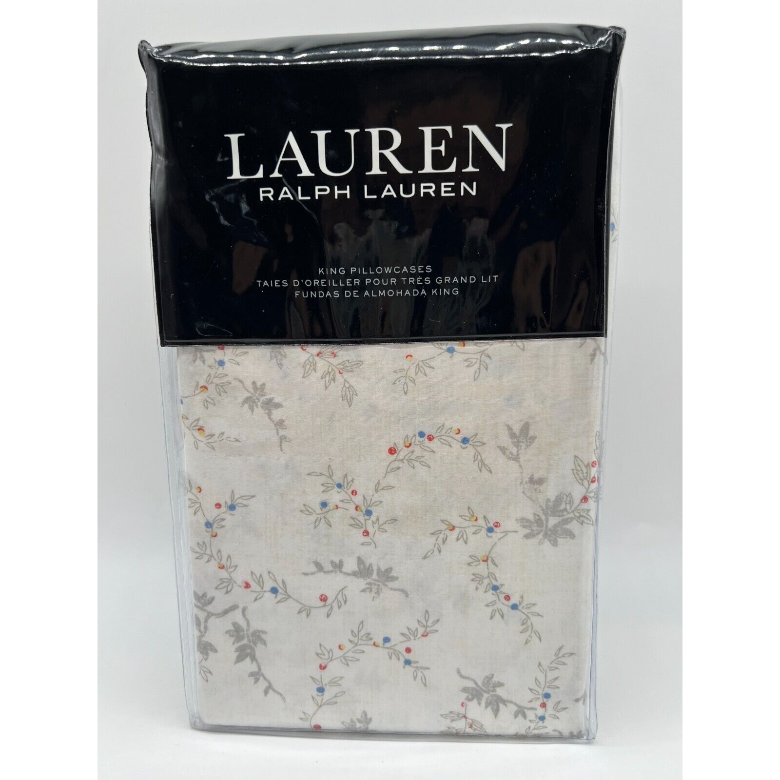 Lauren Ralph Lauren Carolyne Vine 2 King Pillowcases Grey NWT 170