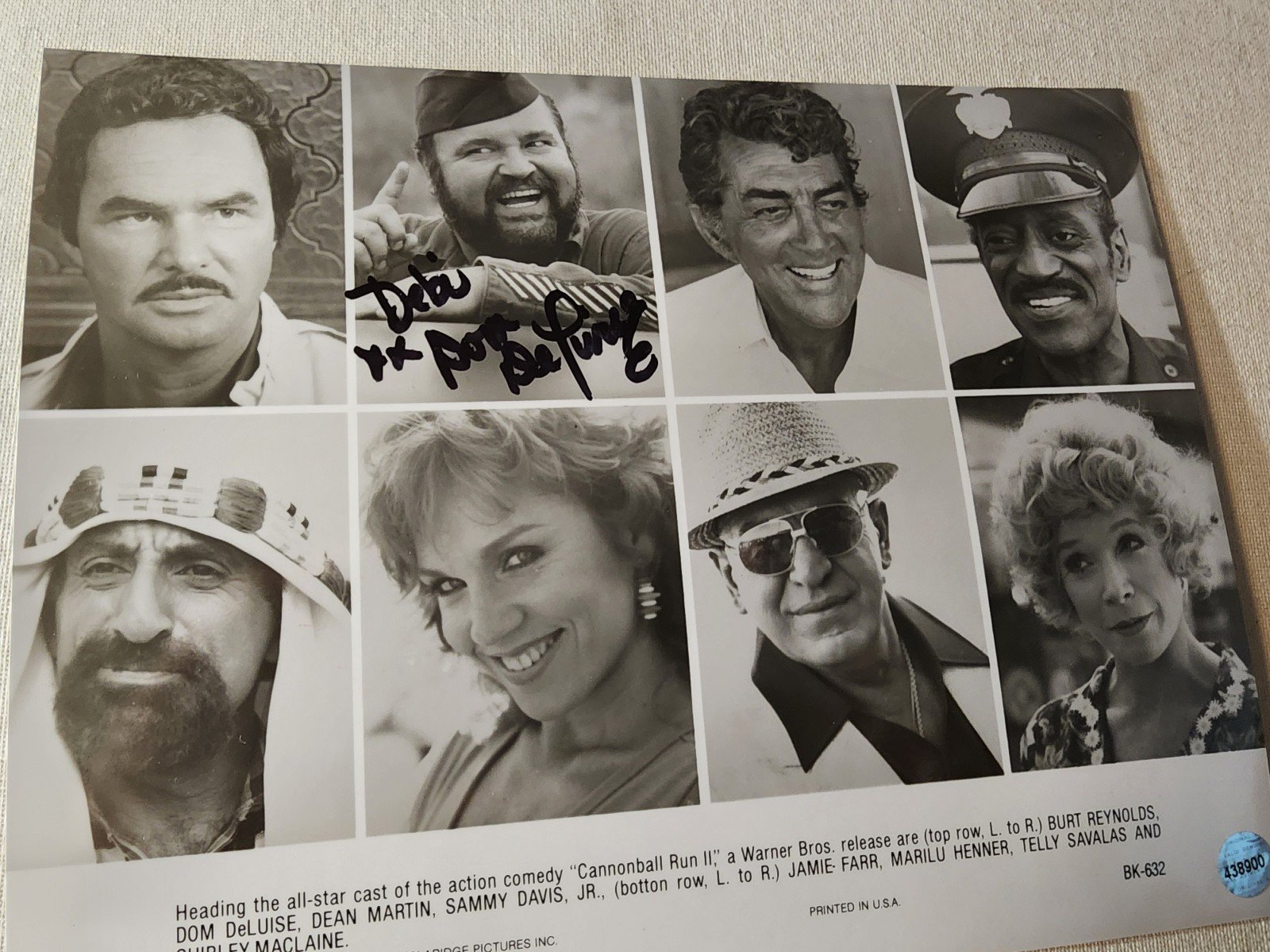 Dom DeLuise,Signed Photograph in Smokey and the Bandit w/coa