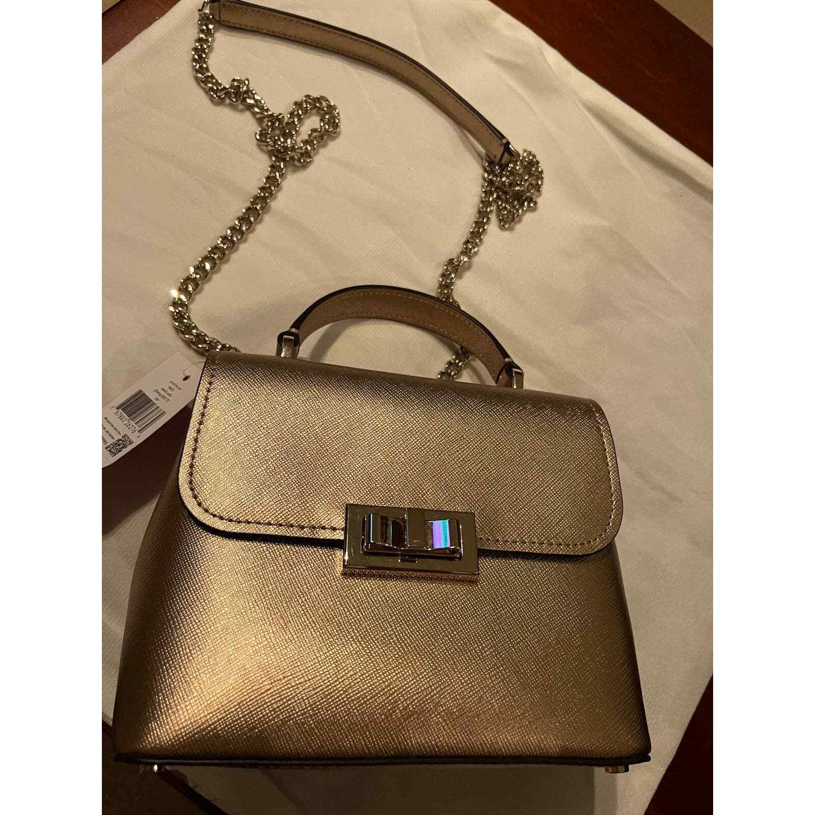 NWT KATE SPADE TOP HANDLE MINI SATCHEL METALLIC LEATHER CROSSBODY