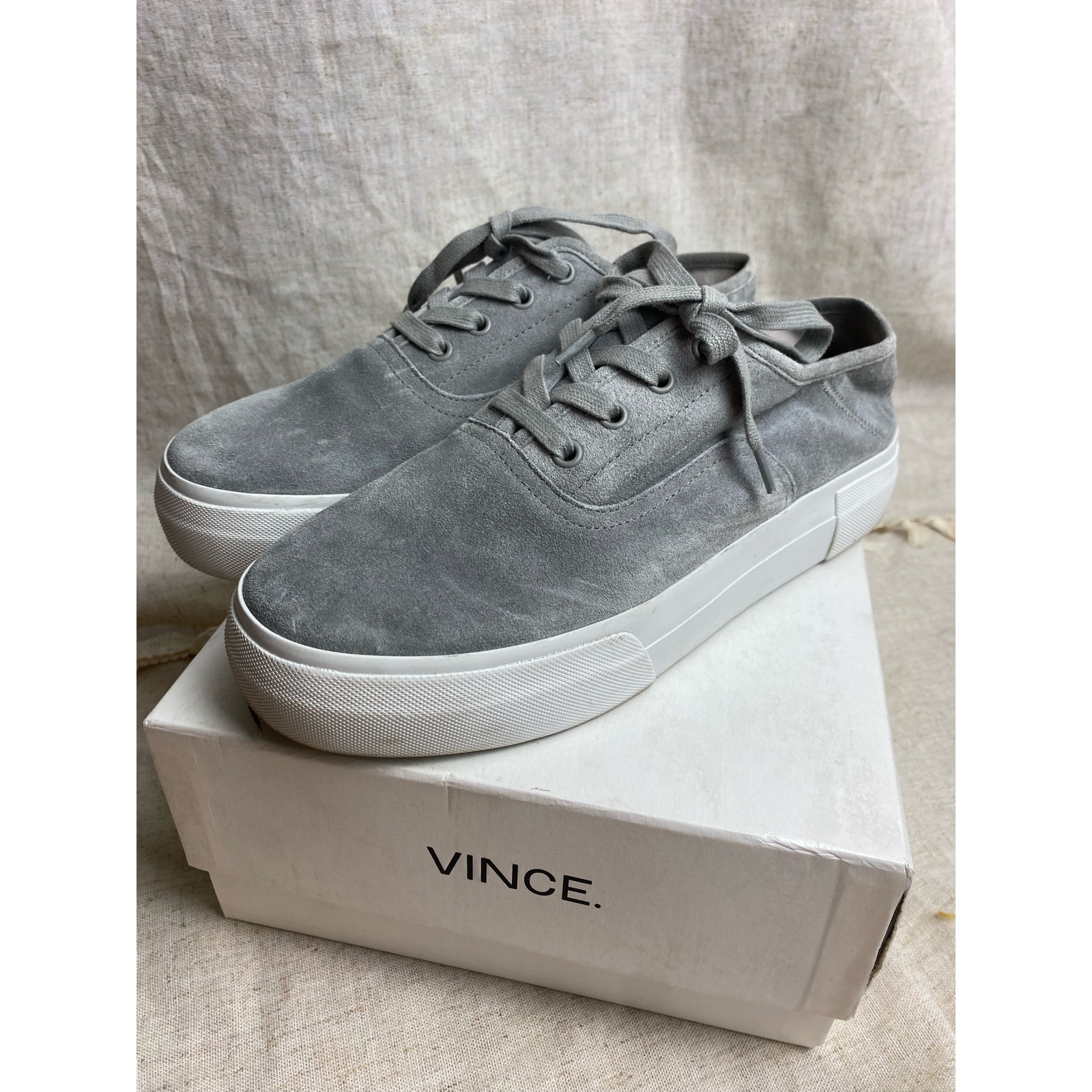 Vince Copley Suede Platform Cloud Gray Sneaker Size 8.5