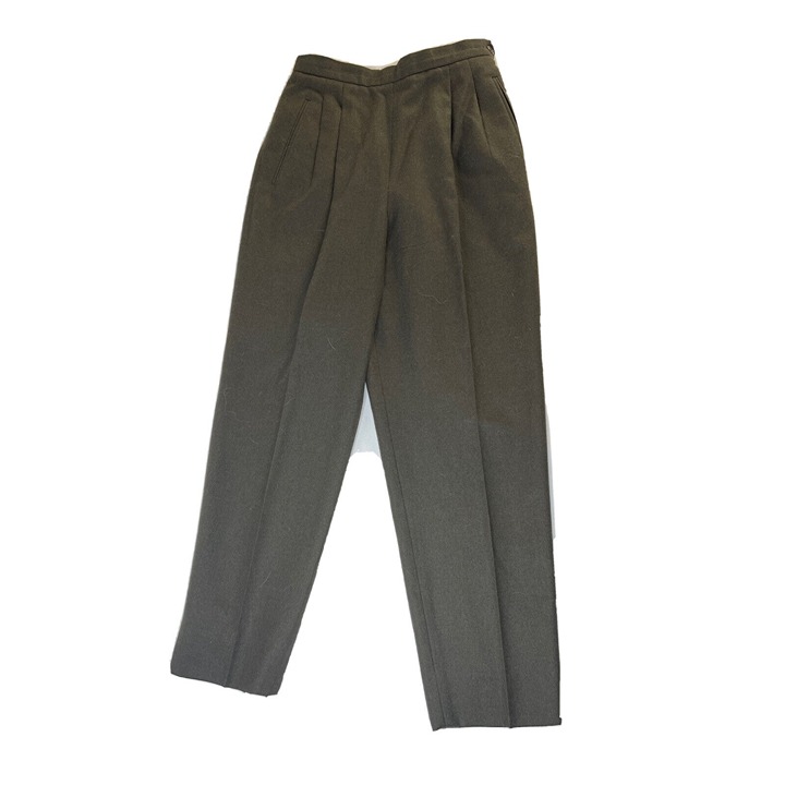Vintage Women 8P Wool Pleated High Rise Trouser Pants Brown USA