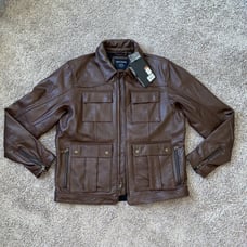 Harley-Davidson Leather Jacket Men's Large Portage Buffalo Hide Brown Biker NWT
