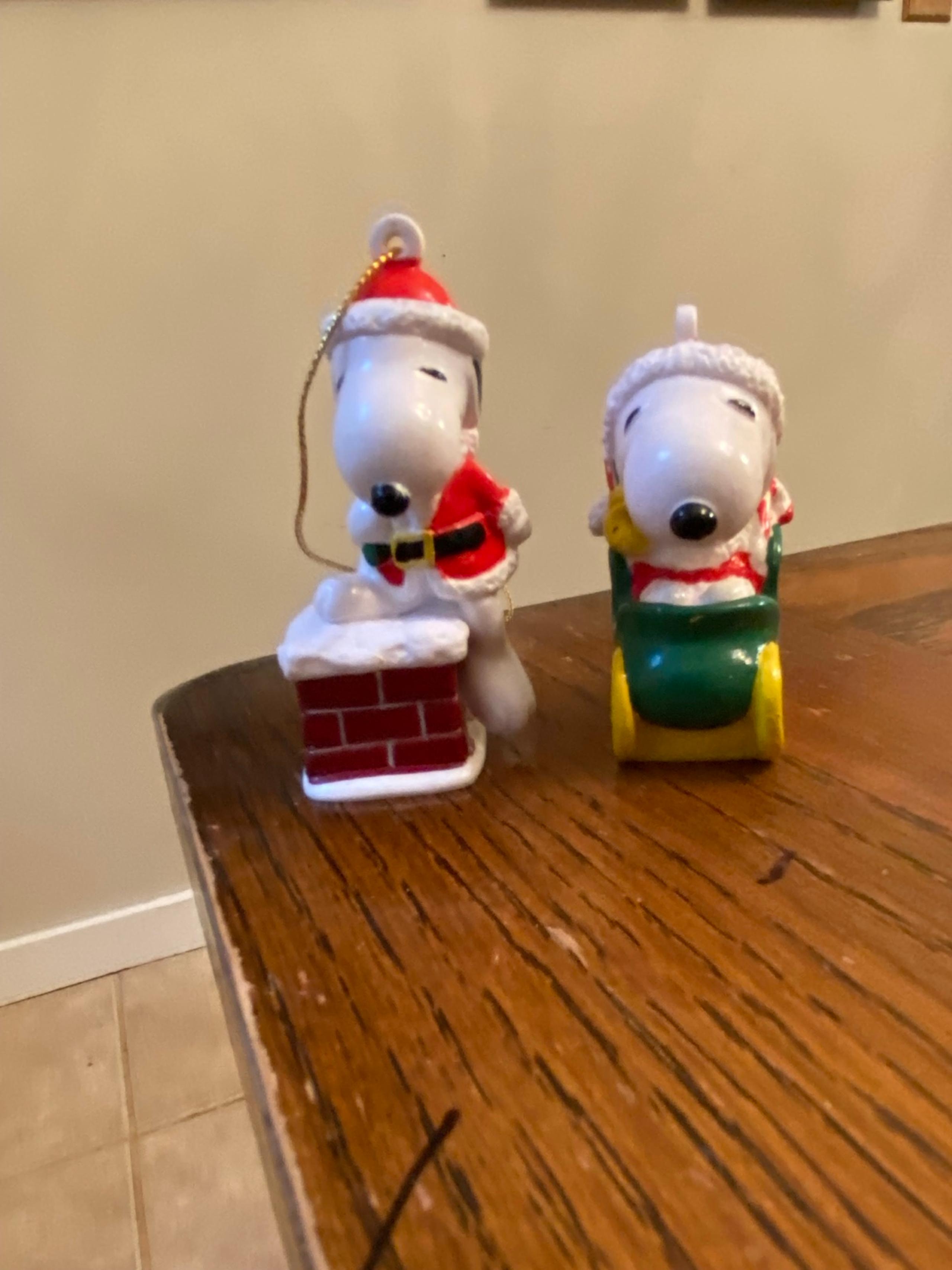Vintage Snoopy Christmas Tree Ornaments Christmas Set of 2 - Peanuts