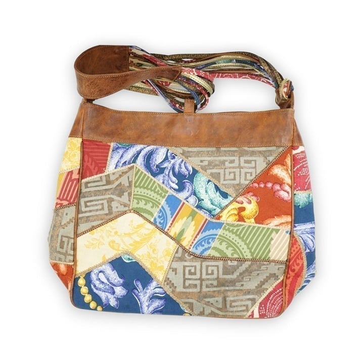 Vintage 1980s Neiman Marcus Italian Genuine Leather Patchwork Purse Crossbody