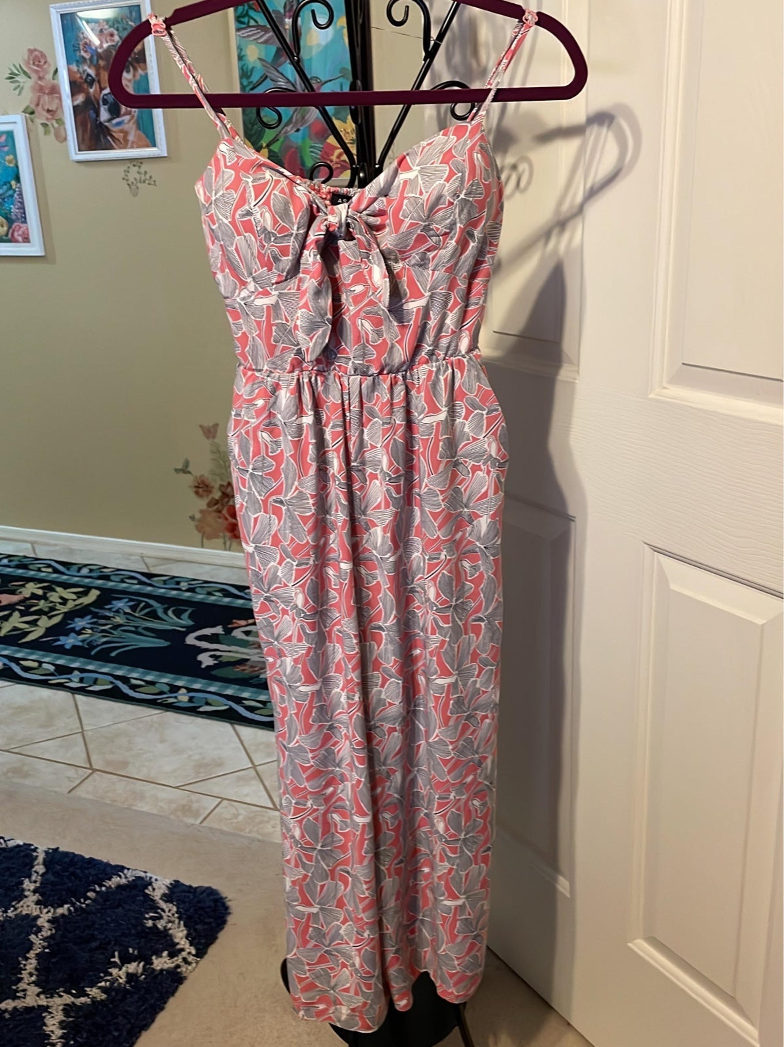 Women’s AS U Wish Floral Adjust Straps Smocked Back Jumpsuit S